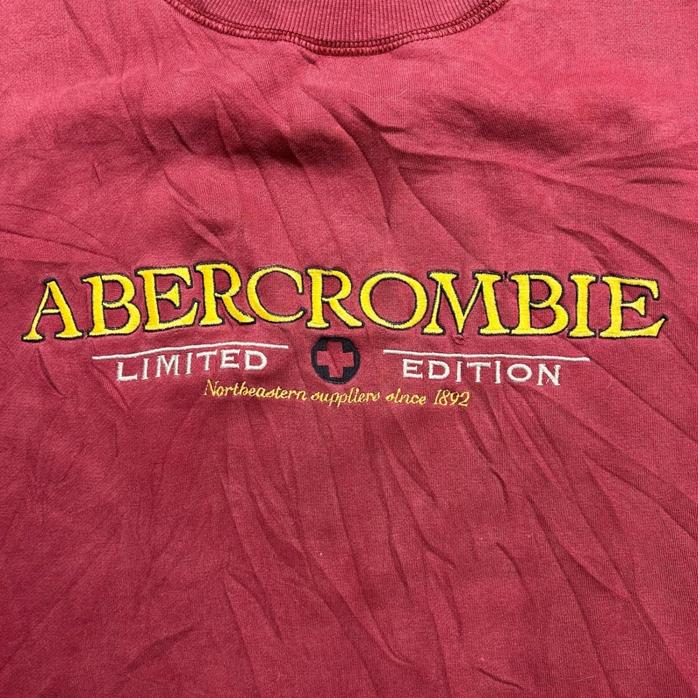 Vintage Abercrombie & Fitch Limited Edition Sweatshirt Mens Large Burgundy Red - Picture 2 of 8